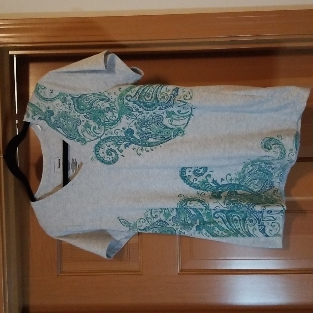 Paisley Print Gray and Green Women's Top